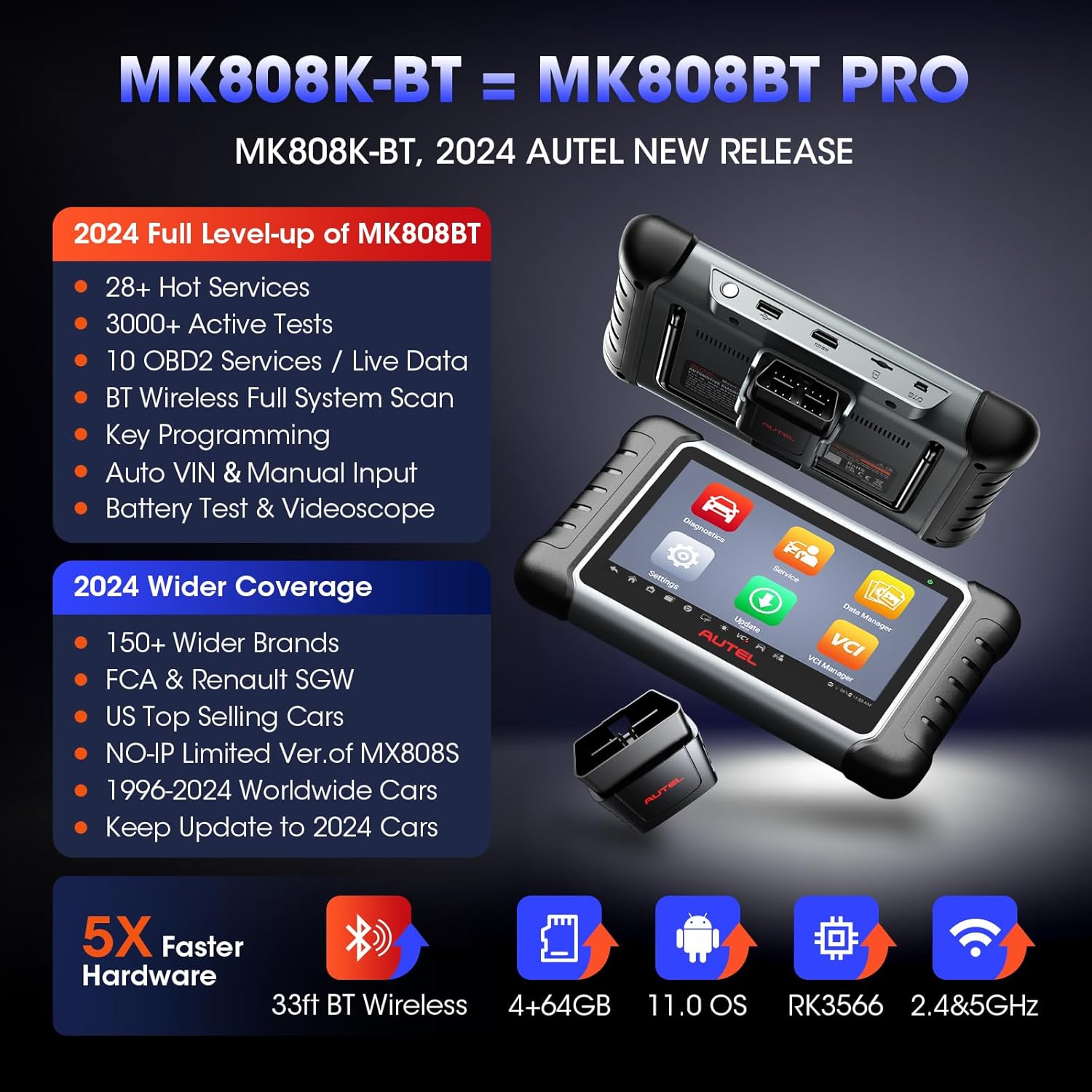 Autel MaxiCOM MK808K-BT Bidirectional Scanner, All-System Diagnostics, Active Tests J903