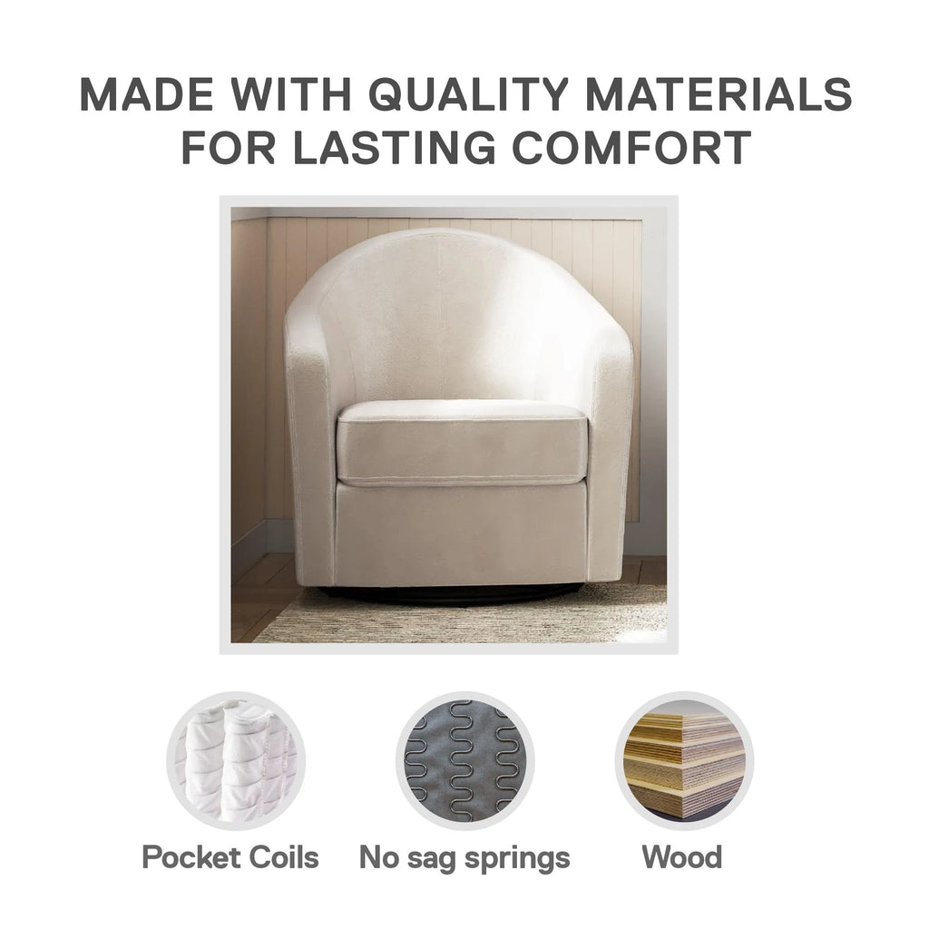 DHP Gentle Swivel Curved Accent Chair, Ivory Velvet J5712