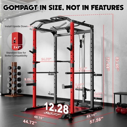 C1-V4 Power Cage with LAT Pulldown, Multi-Function Weight Cage for Home Gym G4781