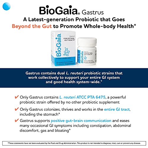 BioGaia Gastrus Chewable Tablets, Adult Probiotic, 30 Count J193640