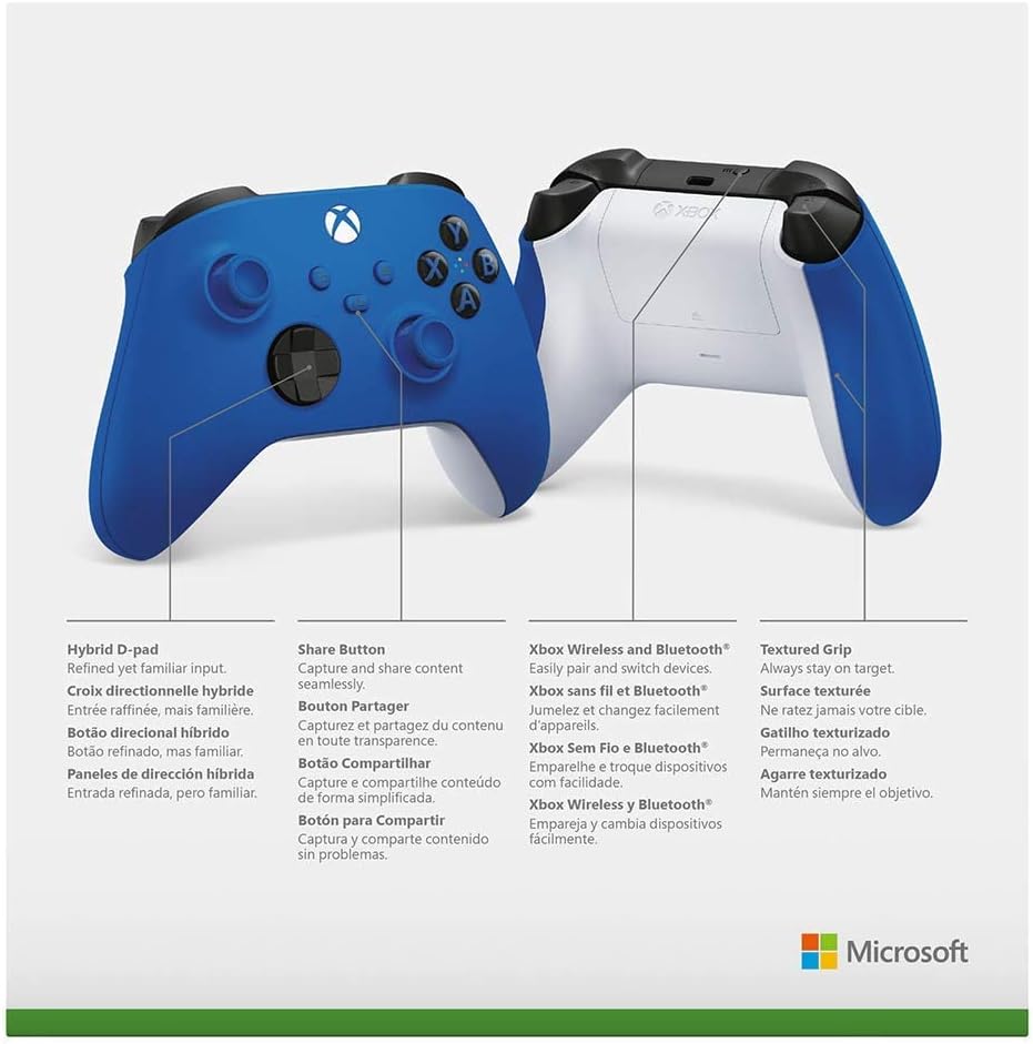 Microsoft Xbox One S Wireless Bluetooth Controller Blue (Renewed) C9367