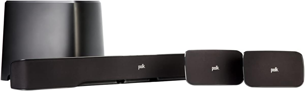 Polk Audio True Surround III 5.1 Channel Wireless Surround Sound System, Includes Sound Bar, L & R Rear Surrounds and 7'' Subwoofer, Dolby Digital Decoding, Built-in Bluetooth, Easy Setup, Black