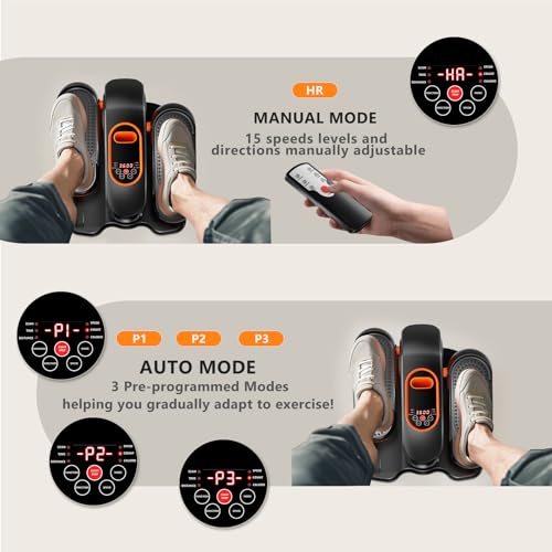 Under Desk Elliptical Machine with Remote, 15 Speeds, Portable Leg Exerciser for Seniors G6270