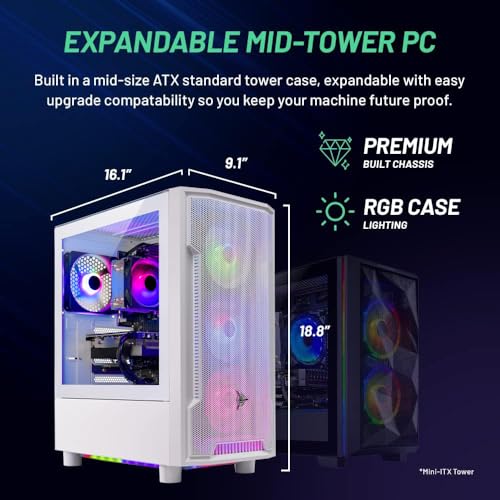 Skytech Gaming Blaze 3.0 Gaming PC Desktop, AMD Ryzen 5 3600, RTX 3060 12GB, 16GB DDR4, 1TB SSD, White J6243