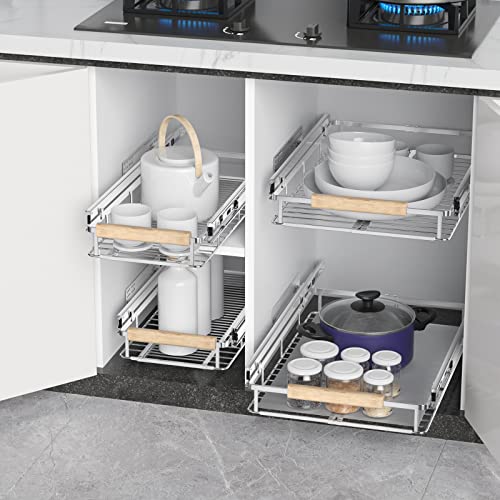 Extendable Slide Out Cabinet Organizer, 2 Pack, Adjustable Width 16.1"-26.3" L87667