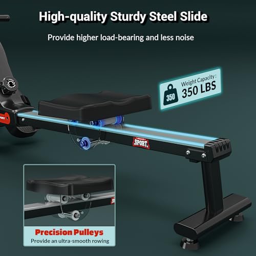 Wenoker Magnetic Rowing Machine for Home, 350 LB Capacity, Quiet with LCD Monitor I8142