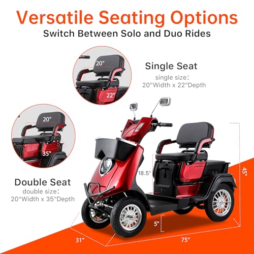 Heavy Duty 4 Wheel Mobility Scooter for Seniors & Adults, 500lbs Capacity, Orange D33988