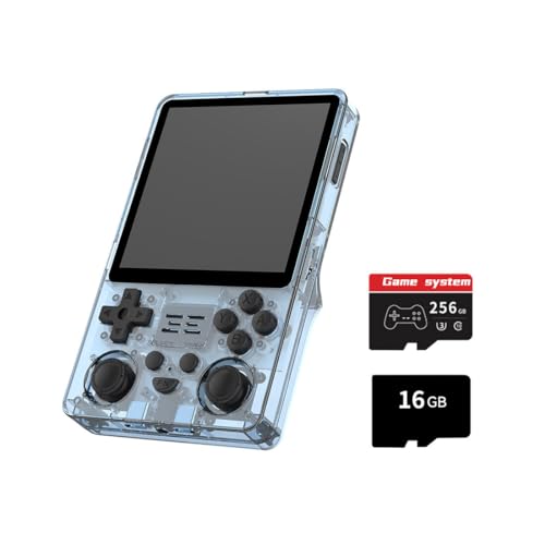 RGB20SX Handheld Game Console with 30,000 Classic Games, 4 Inch IPS Video Game Player, 16+256G Linux System RK3566 Portable Retro Gaming Console for Adults, Transparent Black