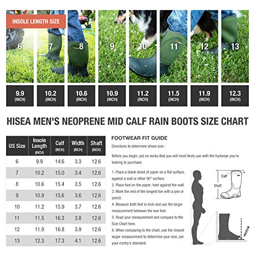 HISEA Men's Rain Boots Waterproof Insulated Mid Height X36253