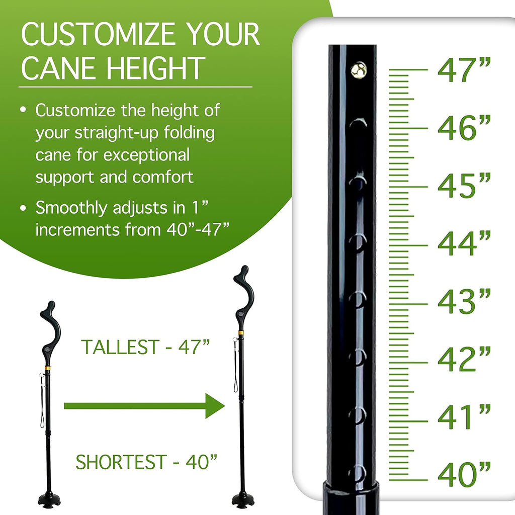 Straight Up Cane Folding Self-Standing, Anti Slip, Height Adjustable U48731