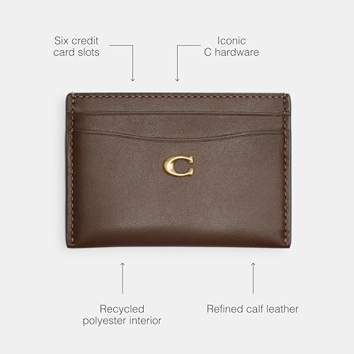 Coach Refined Calf Leather Essential Card Case Dark Stone D359