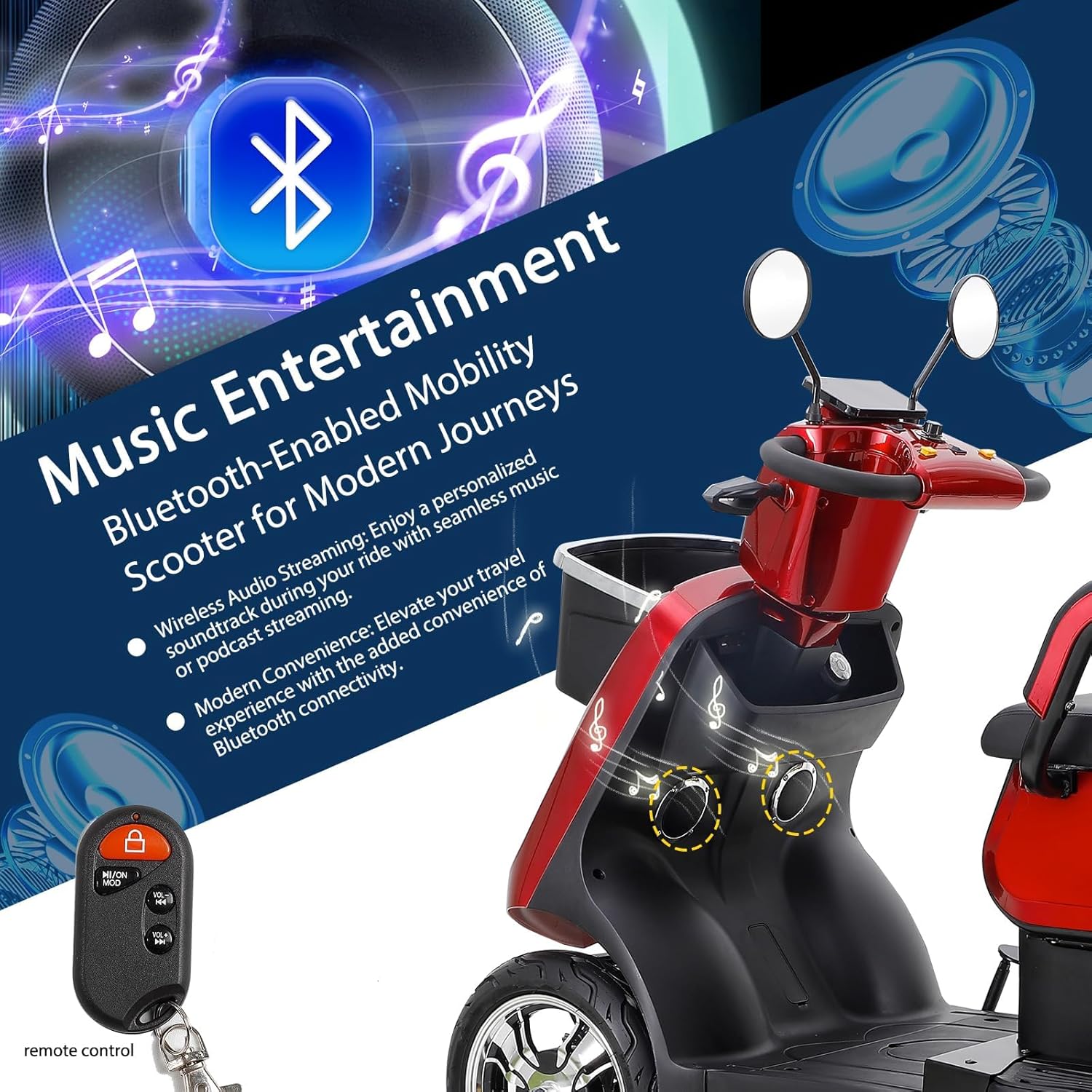 Two Seater Mobility Scooter 500lbs Capacity Heavy Duty Electric - Red D52623