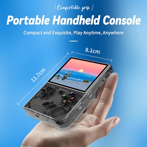 RG35XX Plus Retro Handheld Game Console, 3.5 Inch IPS Screen, Black with 64G Y715576