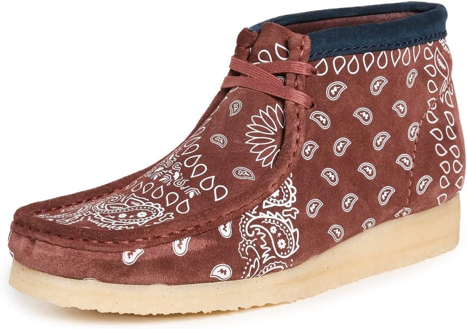 Clarks Men's Wallabee Boots, Brick Paisley, Brown, Print, 11 Medium US