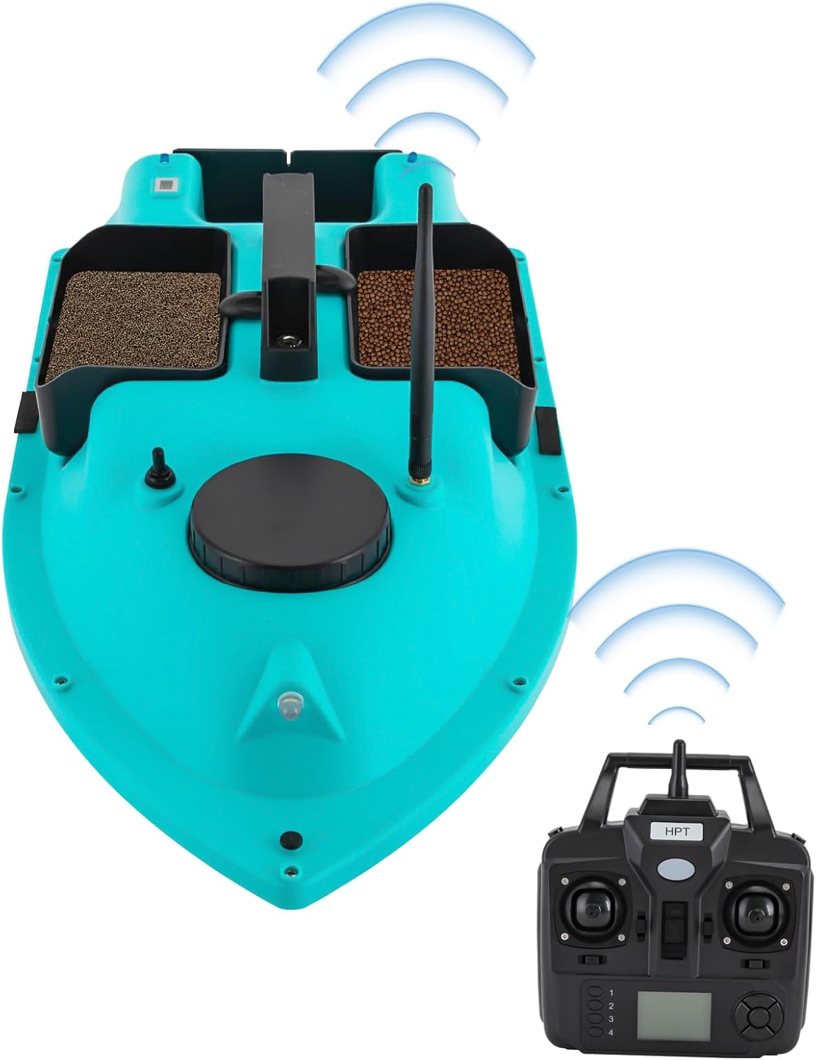 Fishing Bait Boat, 52W RC Fishing Boat with Remote Control & LCD Screen,Max 10000rpm Bait Boat for Surf Fishing, Mini ABS Fishing Bait Boat with Master Antenna & Dual 390 Motors for Hook Delivery