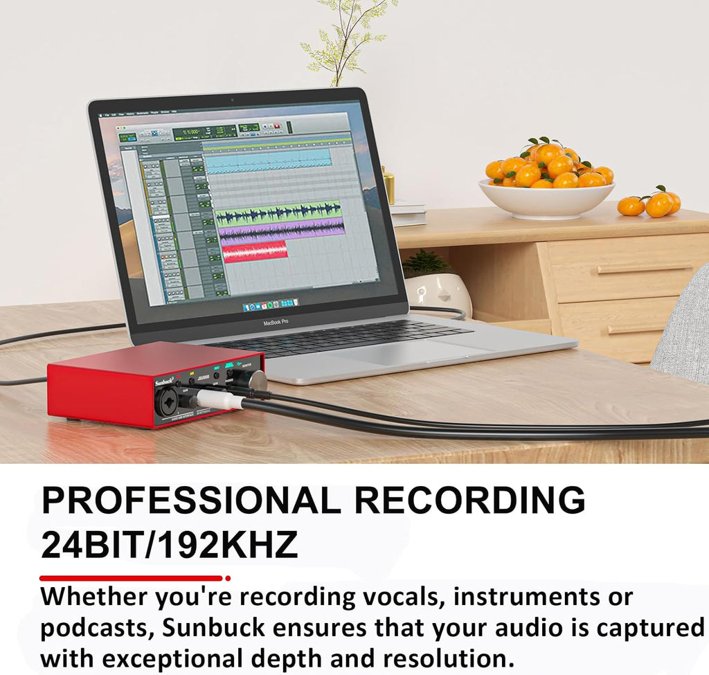 Sunbuck Audio Interface for PC/MAC, 24Bit/192kHz, XLR/48V Phantom Power, USB T120