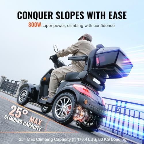 VEVOR Heavy Duty 4-Wheel Mobility Scooter for Seniors, 500lbs Capacity, 31 Miles Range M61036