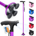 BigAlex Folding Walking Cane with LED Light,Pivoting Quad Base,Adjustable Walking Stick with Carrying Bag for Man/Woman (Alloy Base)