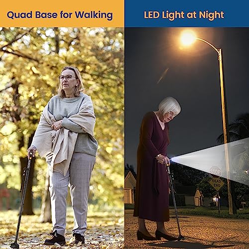 Kodera Folding Walking Cane with LED Light, Adjustable Aluminum J8019