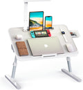 Bed Table with Led Light, Lap Desk for Laptop, Adjustable Laptop Table for Reading and Work (Grey)