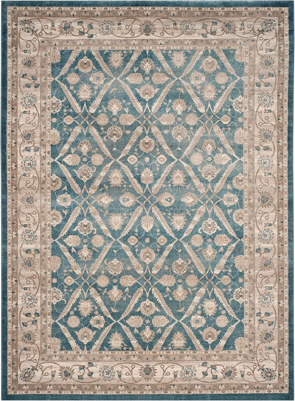 SAFAVIEH Sofia Collection Area Rug 9' x 12' Blue & Beige Vintage Oriental Distressed I398772