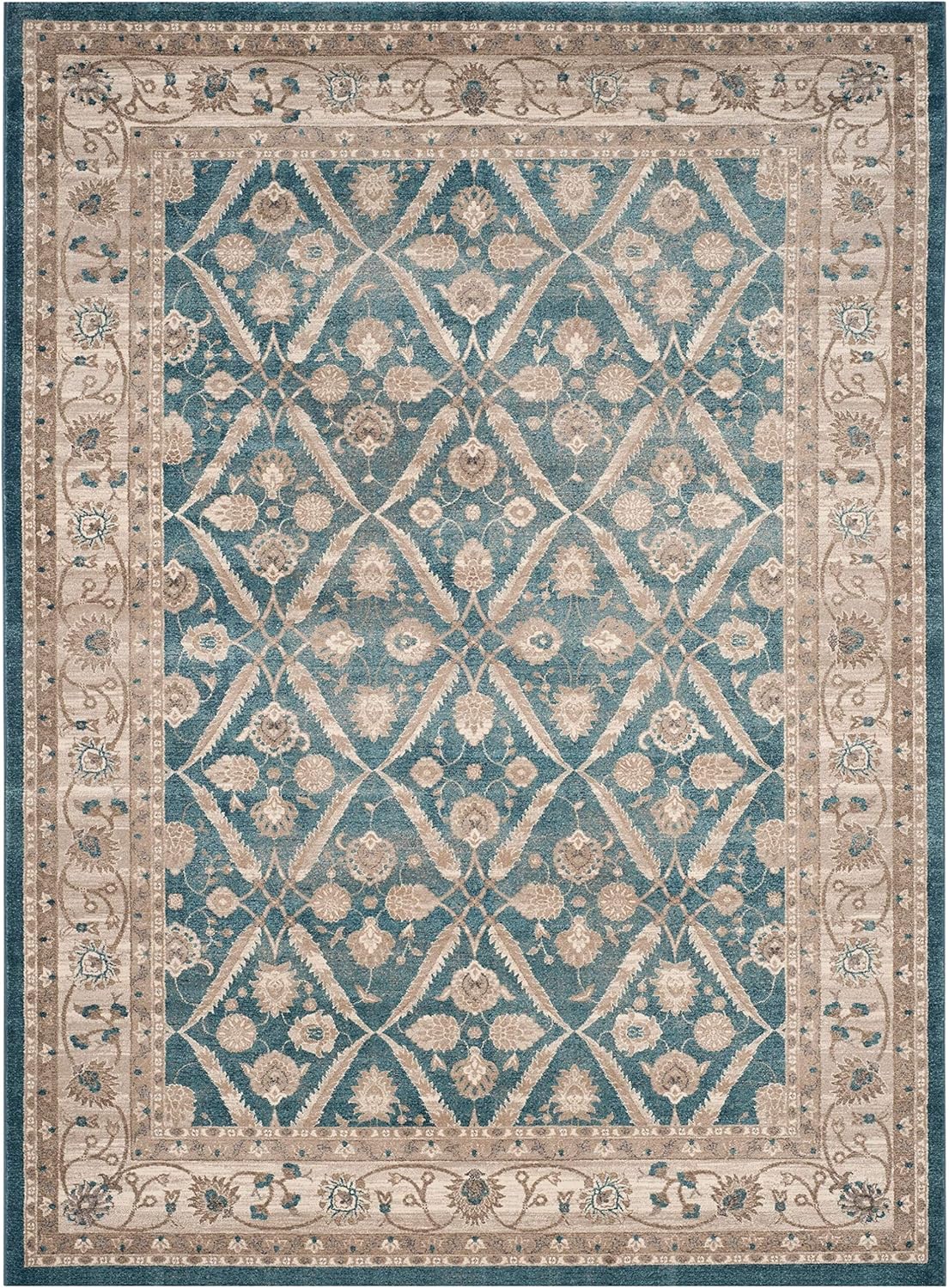 SAFAVIEH Sofia Collection Area Rug 9' x 12' Blue & Beige Vintage Oriental Distressed I398772
