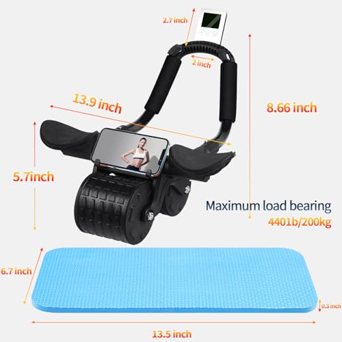 Ab Roller Wheel with Timer & Knee Mat, Home Workout Equipment U107095