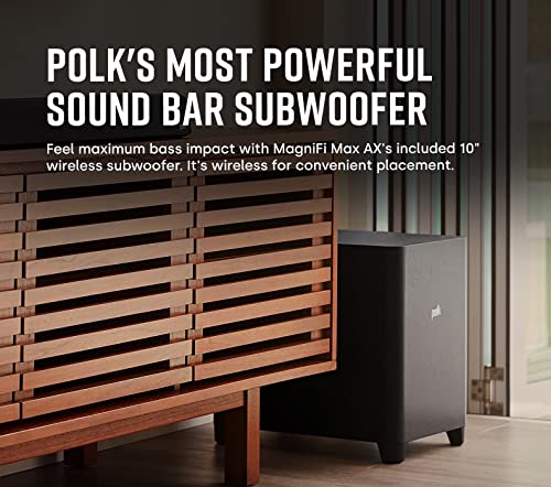 Polk MagniFi Max AX 5.1.2 Sound Bar with Wireless Subwoofer, Dolby Atmos, Black Y598