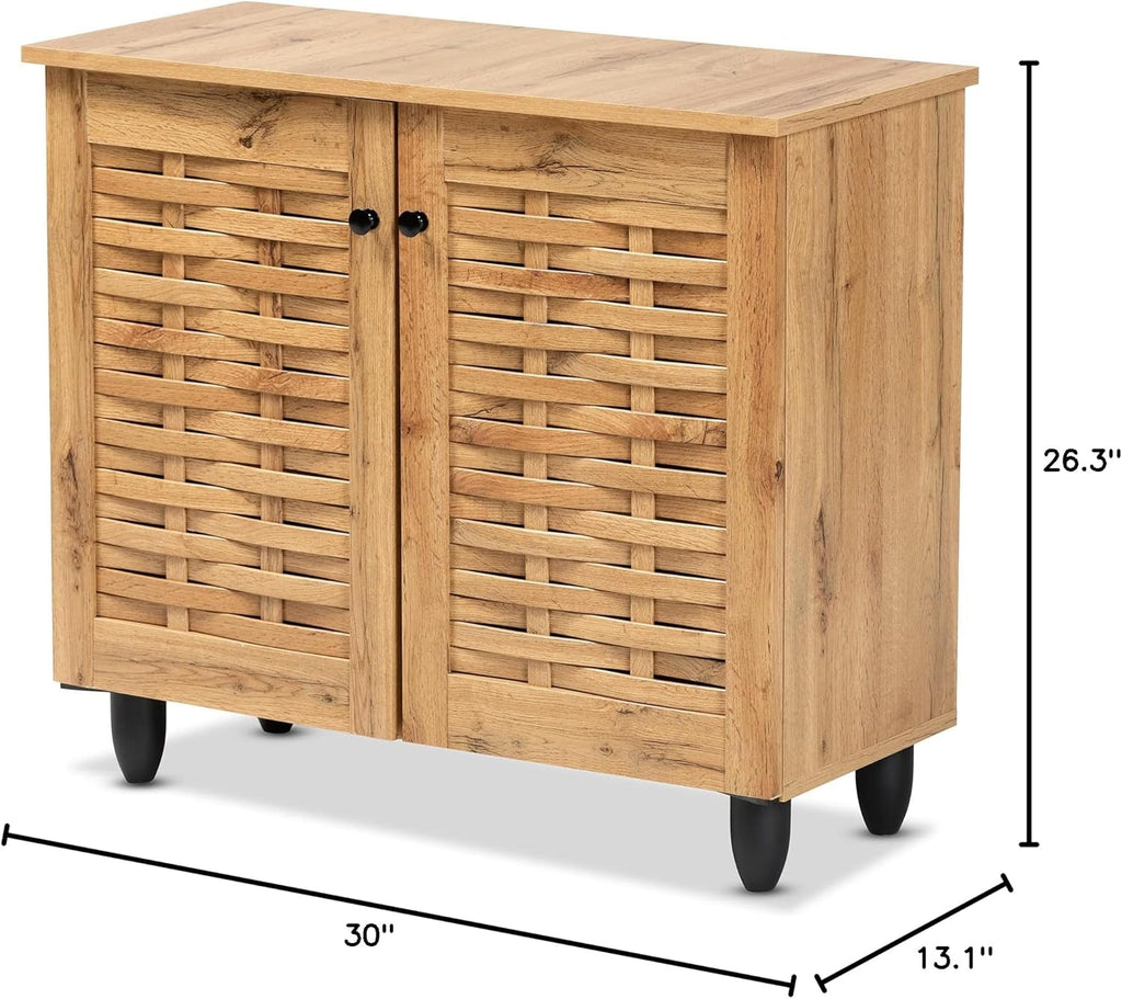 Baxton Studio Winda Oak Brown Wood 2-Door Shoe Cabinet D885