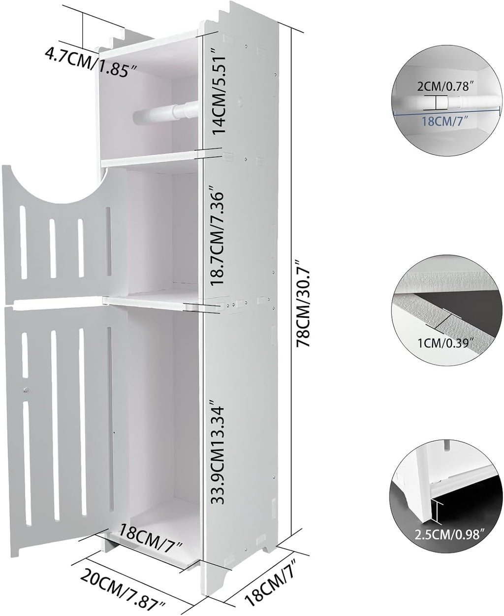 Small Bathroom Storage Cabinet with Toilet Paper Holder, White R36859