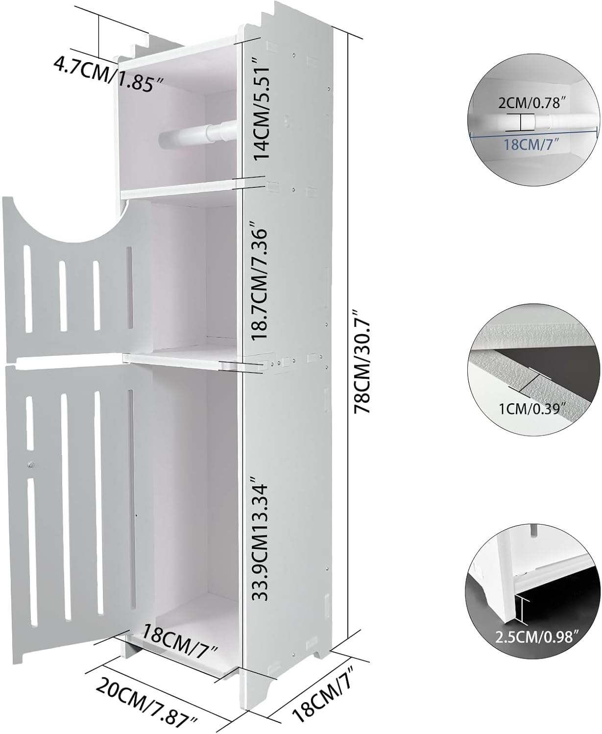 Small Bathroom Storage Cabinet with Toilet Paper Holder, White R36859