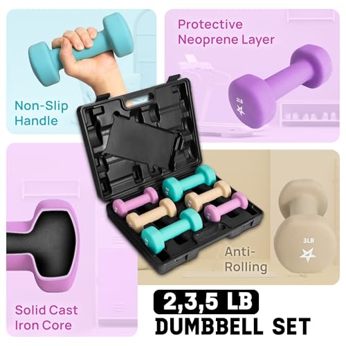 Yes4All Neoprene Coated Dumbbell Hand Weight Sets with Rack U179