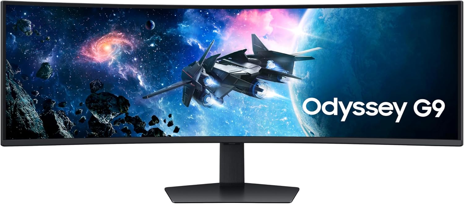 SAMSUNG 49-Inch Odyssey G9 Series DQHD 1000R Curved Gaming Monitor, 1ms(GtG), VESA DisplayHDR 1000, 240Hz, AMD FreeSync Premium Pro, Height Adjustable Stand, LS49CG954ENXZA, 2024 (Renewed), Black