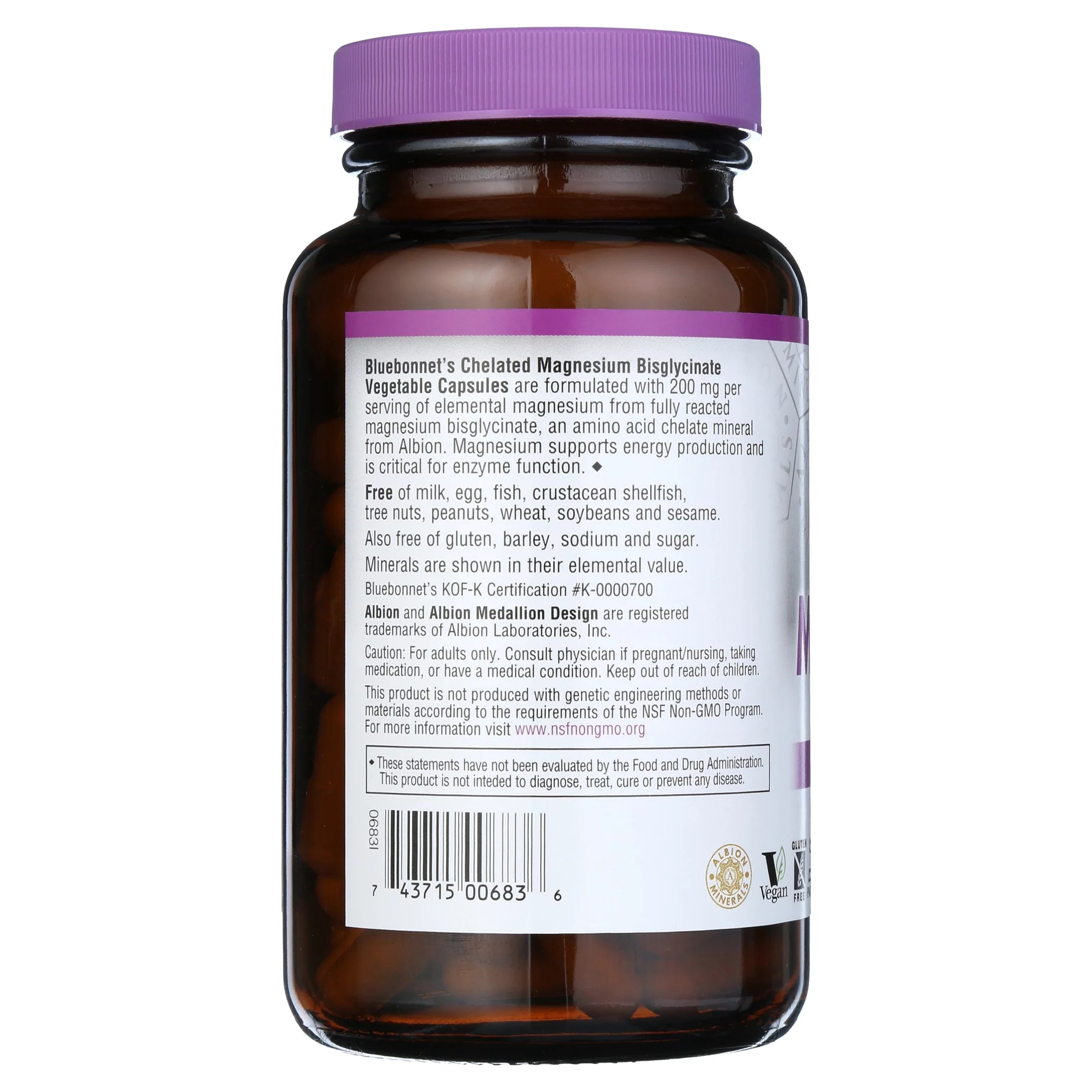Bluebonnet Nutrition Chelated Magnesium 120 Vegetable Capsules W5188
