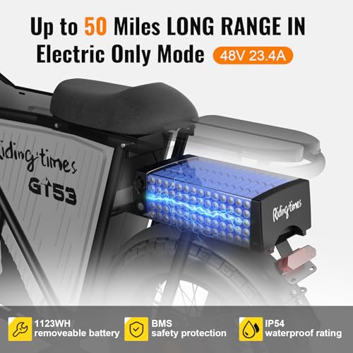 Riding'times GT53 Electric Cargo Bike for Adults, 2000W, 1123WH Removable Battery W90790