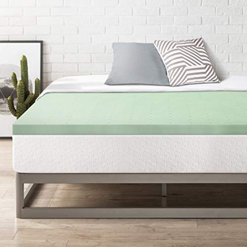 Queen Mattress Topper 2 Inch Ventilated Memory Foam, Green Tea Infusion, CertiPUR-US Certified C500
