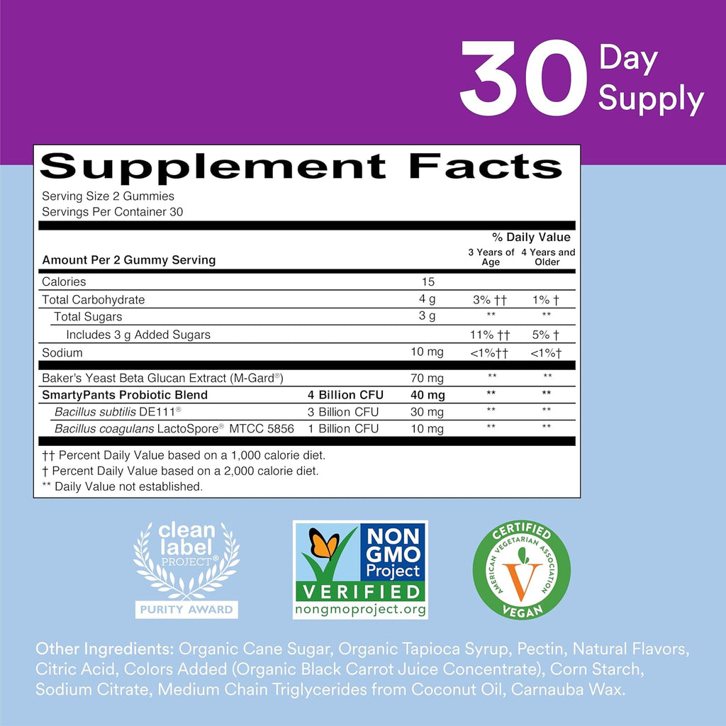 SmartyPants Kids Probiotic Immunity Gummies, Grape Flavor, 60 Count I41174