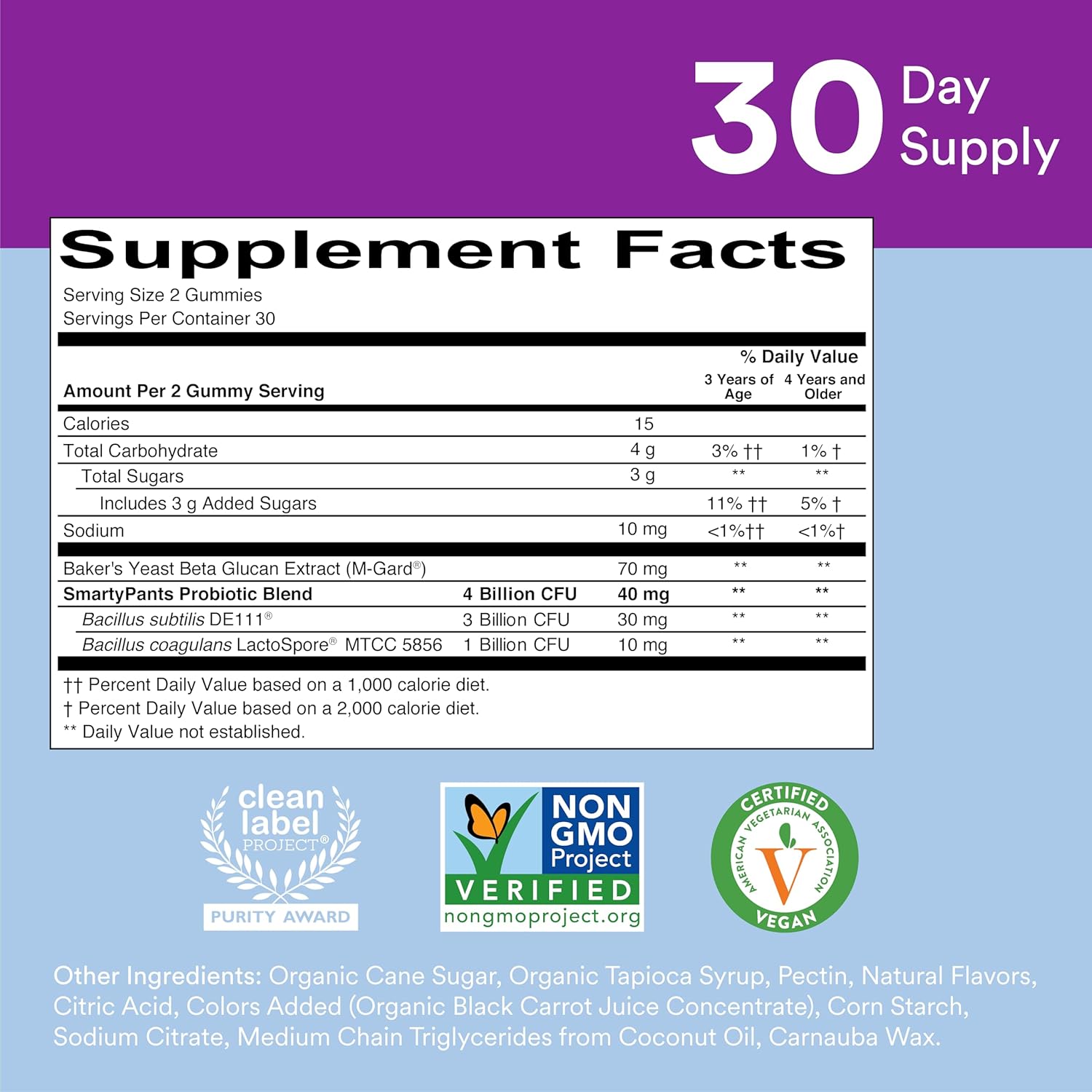 SmartyPants Kids Probiotic Immunity Gummies, Grape Flavor, 60 Count I41174