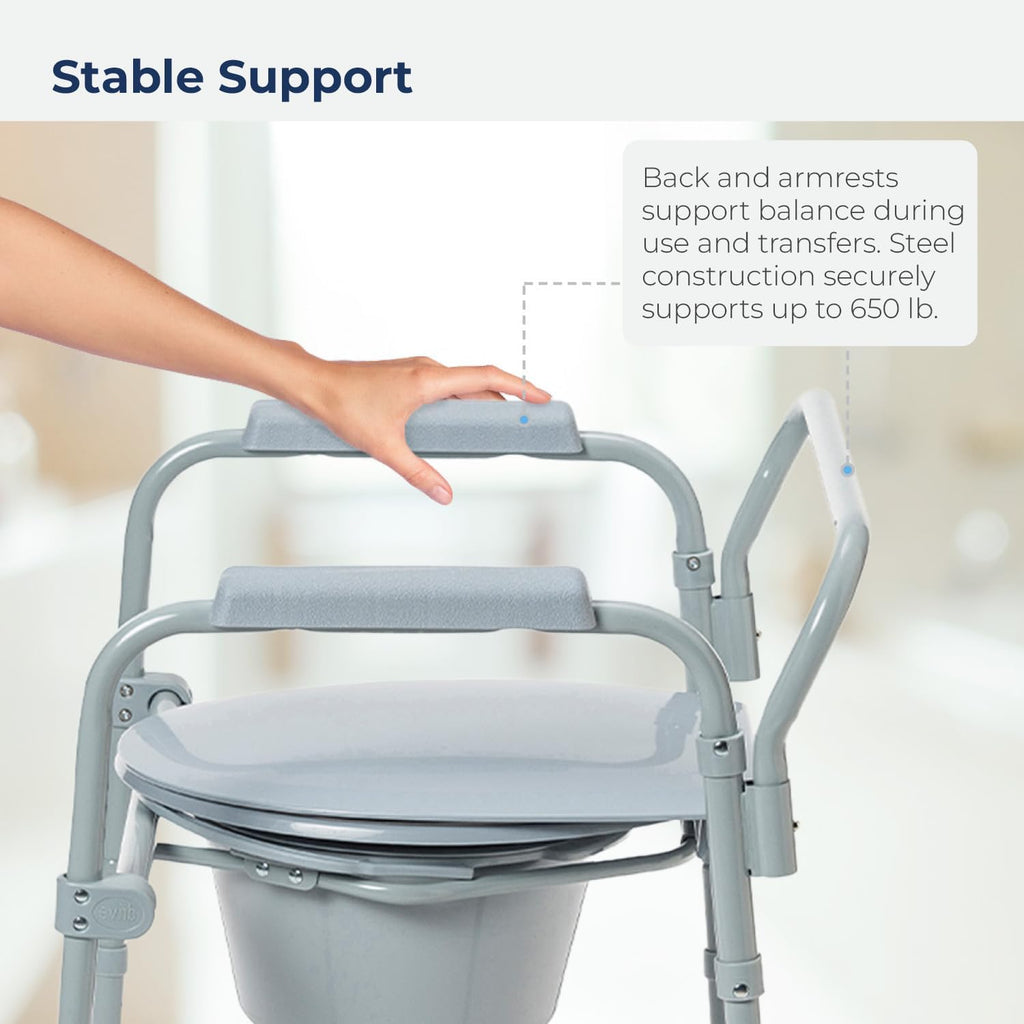 Drive Medical Bariatric Commode Chair with Arms, Gray L7901
