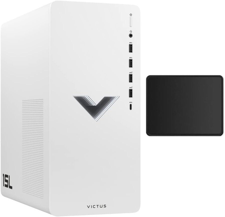HP Victus 15L Gaming Desktop, Intel Core i5, GTX 1660, 8GB RAM, 256GB SSD, White K212
