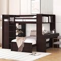 Harper & Bright Designs Full Over Twin Bunk Bed with Desk and Storage, Solid Wood, Gray L8927