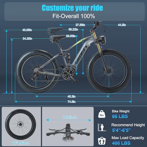 1000W Dual Motor Adults Electric Bike 48V 30Ah Fat Tire Ebike H2608