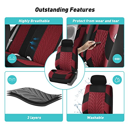 FH Group Car Seat Covers Full Set Gray Cloth Universal Fit Z4838