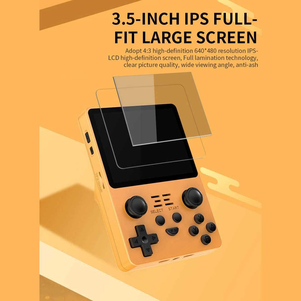POWKIDDY RGB20S Handheld Game Console 3.5 Inch IPS Portable Retro Arcade Yellow A620
