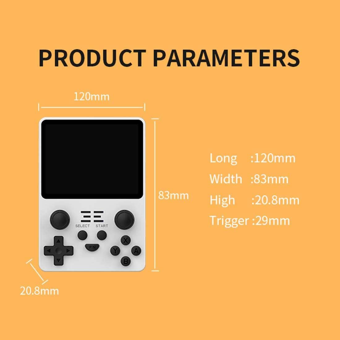POWKIDDY RGB20S Handheld Game Console 3.5 Inch IPS Portable Retro Arcade Yellow A620