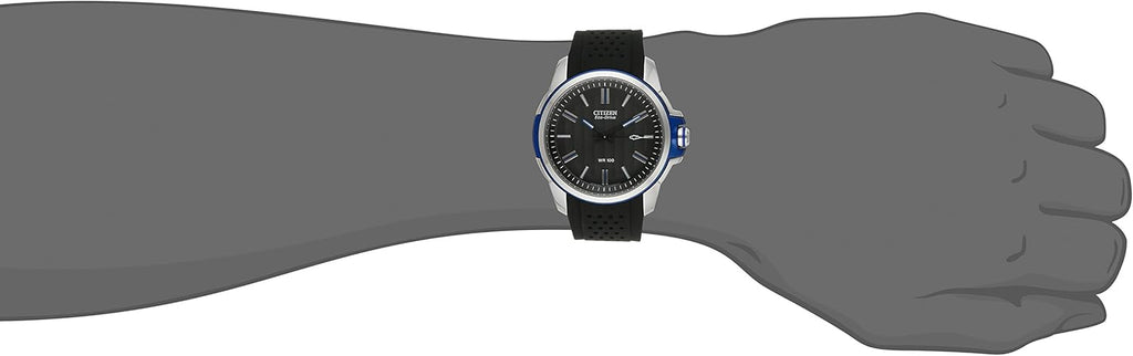 Citizen Eco-Drive Weekender Quartz Mens Watch, Black Stainless Steel Polyurethane Strap A292806