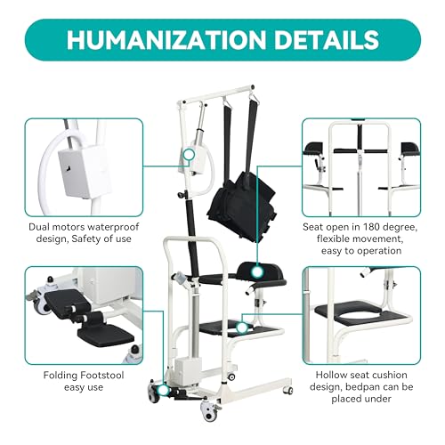Electric Transfer Chair Patient Lift 4 in 1, 180° Split Seat, 330 lbs Capacity Q3274