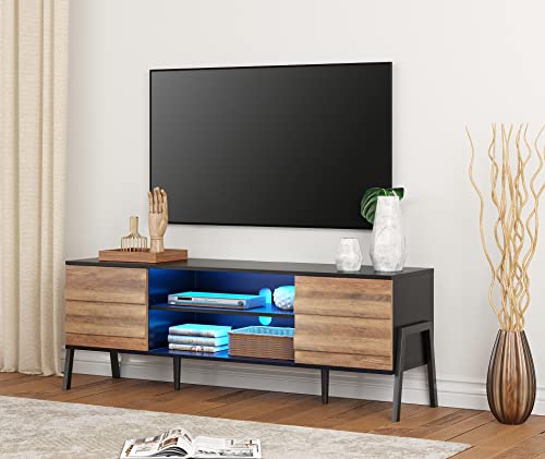 WAMPAT Mid Century Modern TV Stand for TVs Up to 65 Inch, Espresso, 60 inch K14142