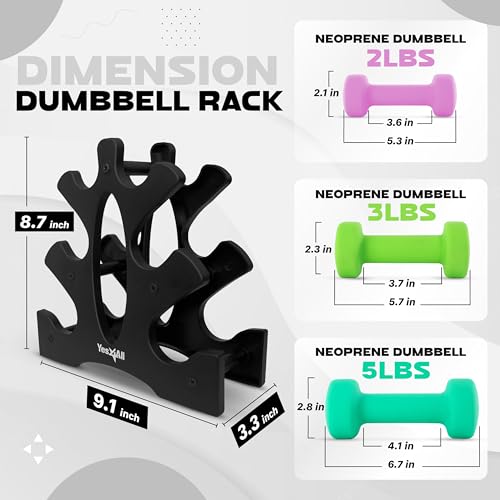 Yes4All Neoprene Coated Dumbbell Hand Weight Sets with Rack U179
