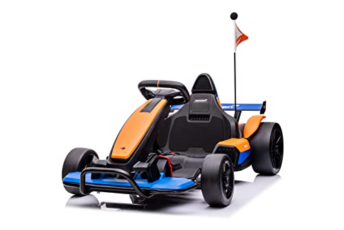 24V Electric Go Kart for Kids, Licensed Mclaren Battery Powered Drift Racing Go Kart, 7.5 MPH Drift Kart with 400W Powerful Motor, Kids Race Pedal Go Karting Car w/Damping System, Seat Blet